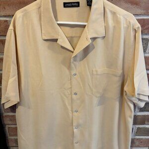 Lord & Taylor Casual Classics Men's Pure Silk Shirt Beige Button Up Sz XL